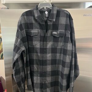Men's Black & Gray Plaid Button-Down Shirt